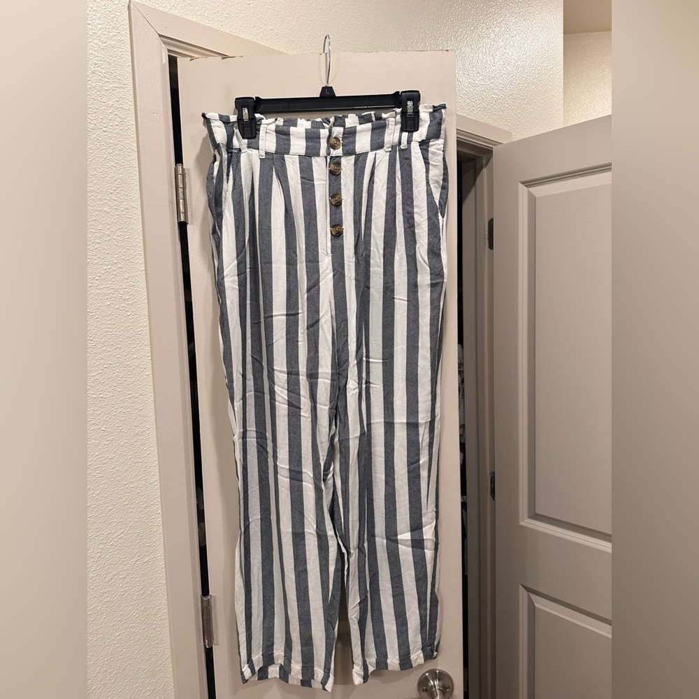 Striped Gray and White Pants